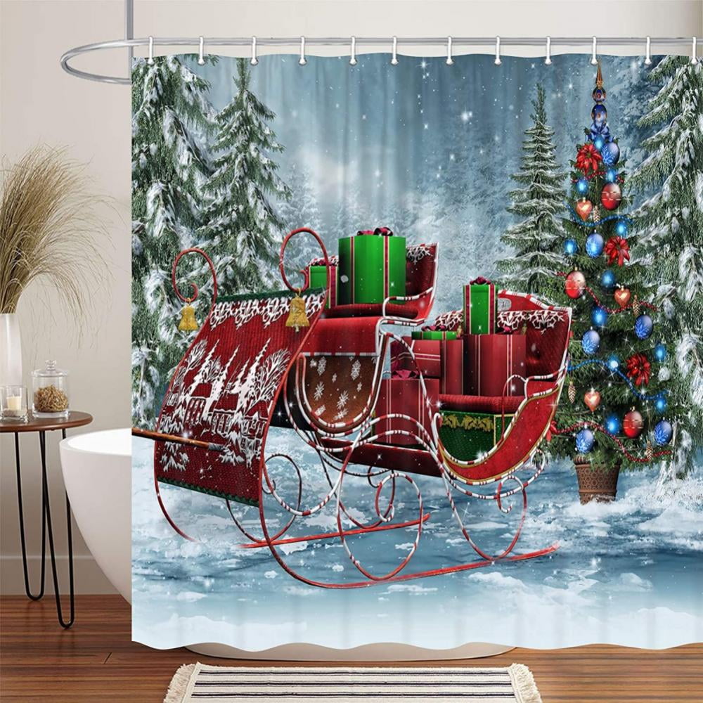 Set of 12 Vintage Red Truck Christmas Tree Outdoor Crystal Glass Shower Curtain Hooks Rings Decorative Bathroom Decor Set of 12 Vintage Red Truck Christmas Tree Outdoor Crystal Glass Shower Curtain Hooks Rings Decorative Bathroom Decor
