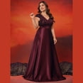 thumbnail image 4 of AURA Plus Size Evening Dress Deep V-Neck Sleeveless A-Line Party Wear Long Dress, 4 of 6