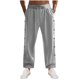thumbnail image 2 of Pantalones largos de moda para hombre, casuales, de color sólido, con botones, cintura elástica, rectos, con pierna de cuerno, pantalones largos de poliéster para hombre., 2 of 7