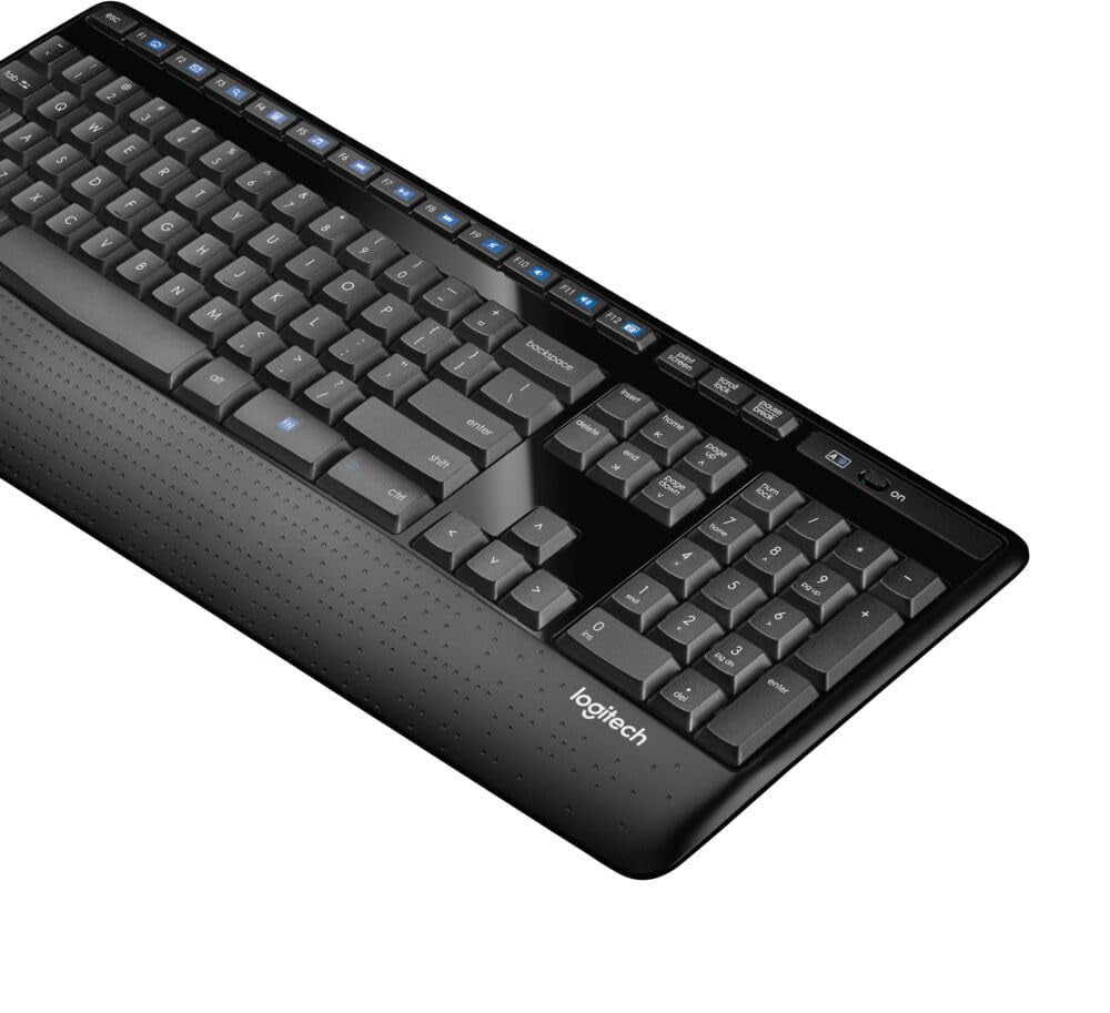 Logitech Wireless Keyboard - Full-Sized Keyboard with Palm Rest, 2.4 GHz Wireless USB Receiver for PC, Laptop, Black