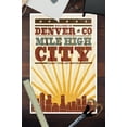 thumbnail image 3 of Denver, Colorado, Skyline and Sunburst Screenprint Style (12x18 Wall Art Poster, Room Decor), 3 of 3