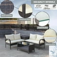 thumbnail image 2 of Segmart Outdoor Patio Conversation Set, Segmart 4PCS Outdoor Patio Rattan Sofa Set with Side Storage Box, Poolside Furniture Set for 4, Wicker Coffee Table, Beige and Brown, 2 of 8