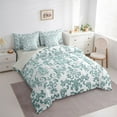 thumbnail image 3 of jejeloiu Retro Damask Flower 7pcs Bedding Comforter Set,Bohemain Floral Queen Bedding Sets,Teal Gray Queen Sheet Sets For Men Women,Breathable Home Decor Reversible, 3 of 8