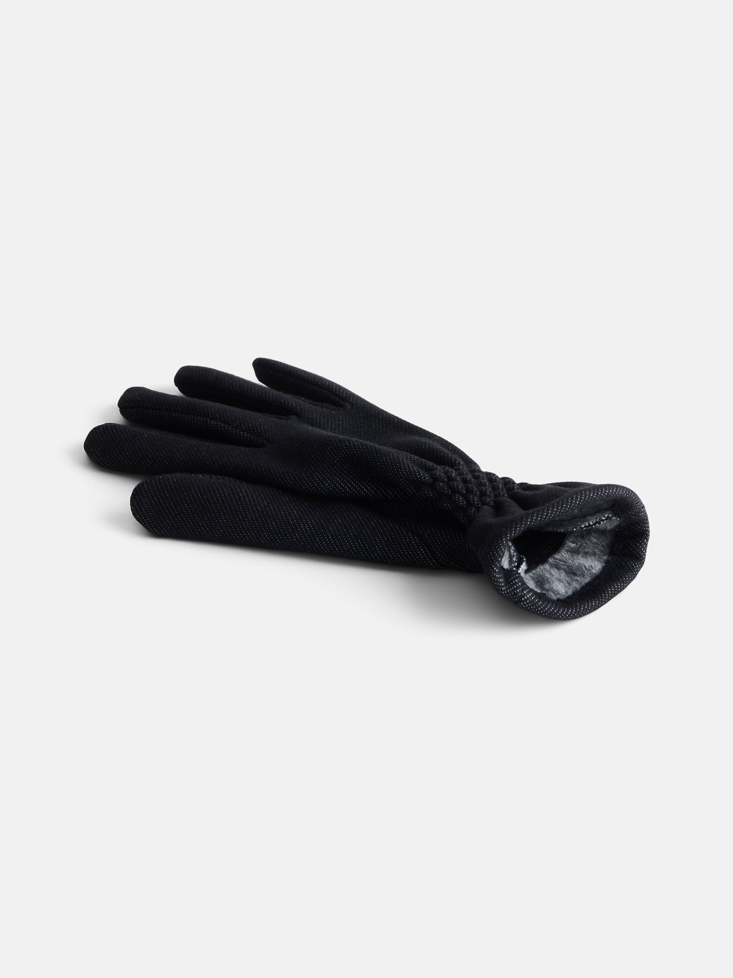 Time and Tru Women's Knit Gloves with Quilted Cuffs, Black, One Size