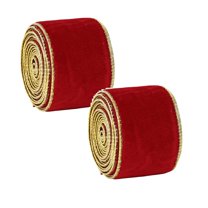2PC Velvet Wired Ribbon, Christmas Ribbon for Gift Wrapping, Crushed Velvet Wired Ribbon for Christmas Tree Decoration,Big Bow Gifts Wrapping,Crafts Wreaths Supplies, 2.5 Inch Wide, 2.2 Yards Leng