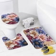 thumbnail image 4 of 4 Pcs Shower Curtain Set Watercolor Flower Pattern Non-Slip Rugs And Toilet Mat Lid Rug Accessories Abstract Wild Flowers Bathroom Decor Sets for Bathroom Decor 72inch X 72inch, 4 of 8