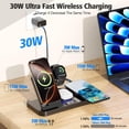 thumbnail image 5 of 6-in-1 Magnetic Charging Station, Dual Phone Fast Charger with Clock & 7-Color Night Light, 30W Adapter for iPhone/Watch/AirPods, 5 of 9