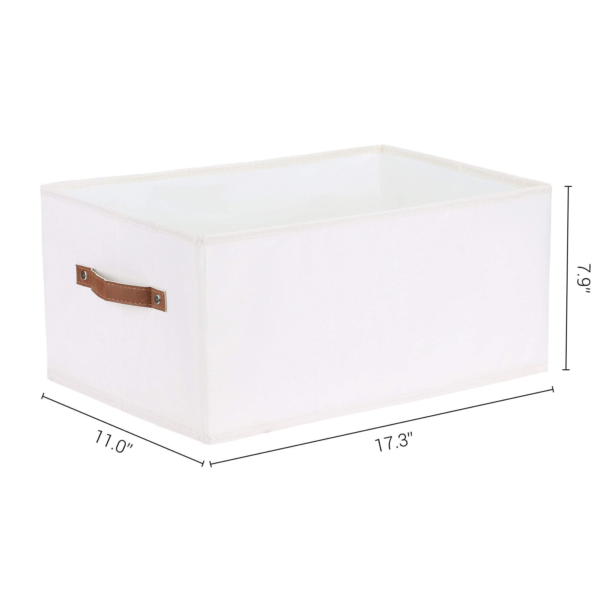 Unique Bargains Storage Cube Fabric Foldable Basket with Handles for Shelves 1pcs White XL