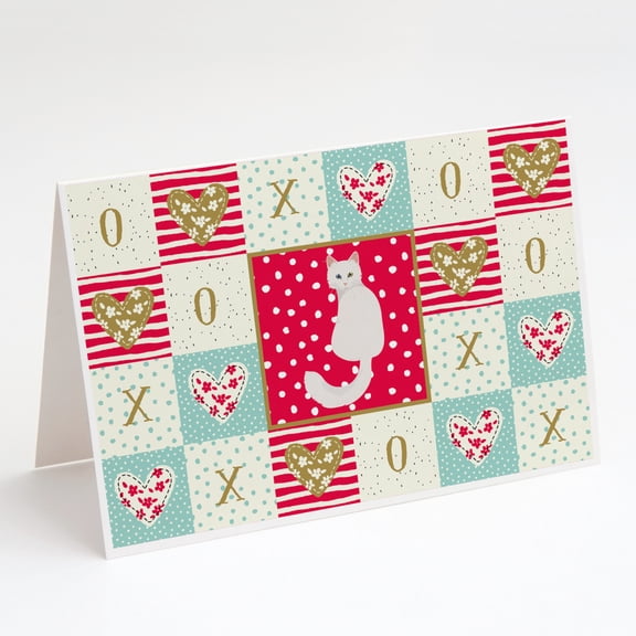 Turkish Angora Cat Love Greeting Cards and Envelopes Pack of 8