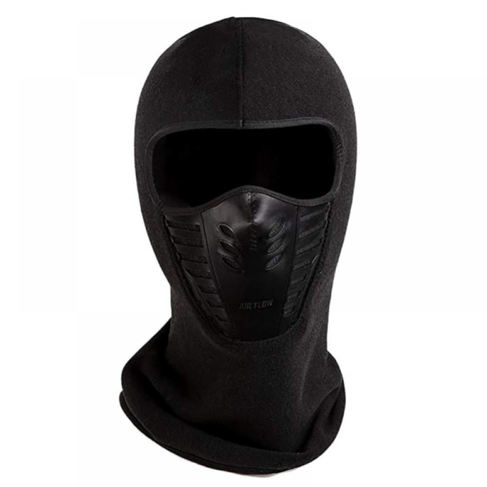 MEN Black Thermal Fleece Balaclava Neck Winter Ski Full Face Mask Cap Hat Cover 