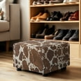 thumbnail image 4 of Xixirimido Brown Cow Spot Cowhide Pattern Ottoman Slipcover Form-Fit Stretch Footstool Cover for Leather/Fabric Ottomans, Non-Slip Bottom & Living Room/Bedroom Use, Large, 4 of 7
