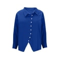 thumbnail image 6 of BXINGOHAI Button Down Shirts for Women Dress Shirts Cotton Long Sleeve Collared Blouse Work Business Casual Tops Blue L, 6 of 6