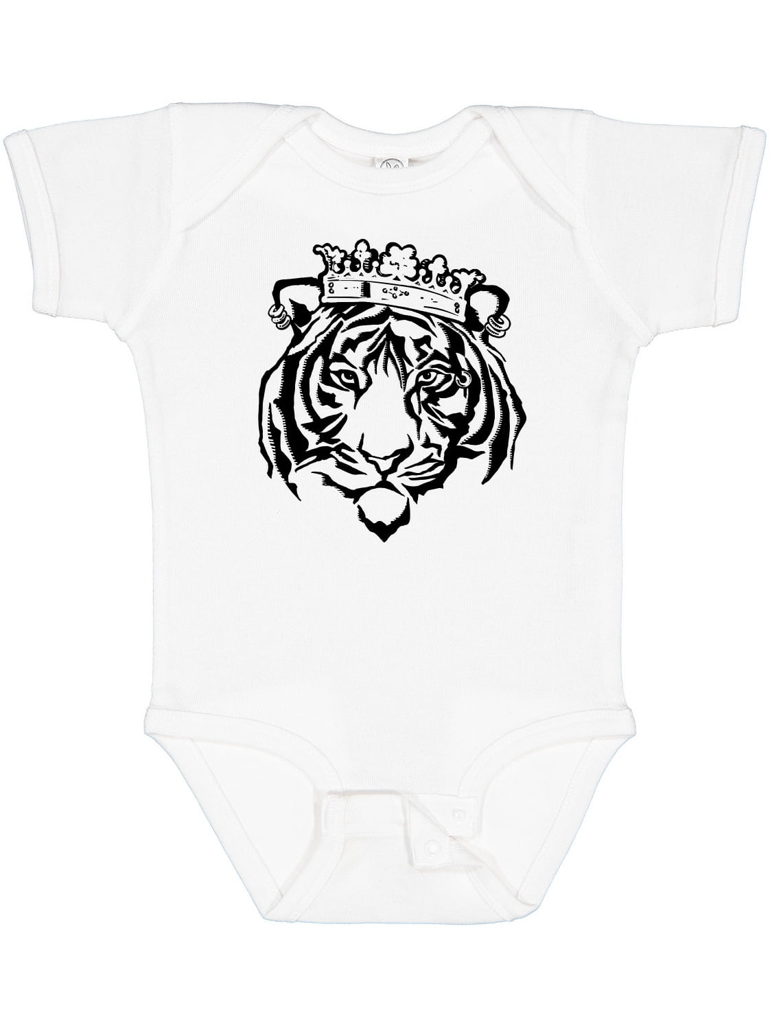 White Burn Tiger Logo Graphic Newborn Crawling Suit Lone-Sleeved Romper Bodysuit