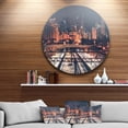 thumbnail image 2 of Designart 'Dark Chicago Skyline and Railroad' Ultra Glossy Cityscape Circle Wall Art, 2 of 5