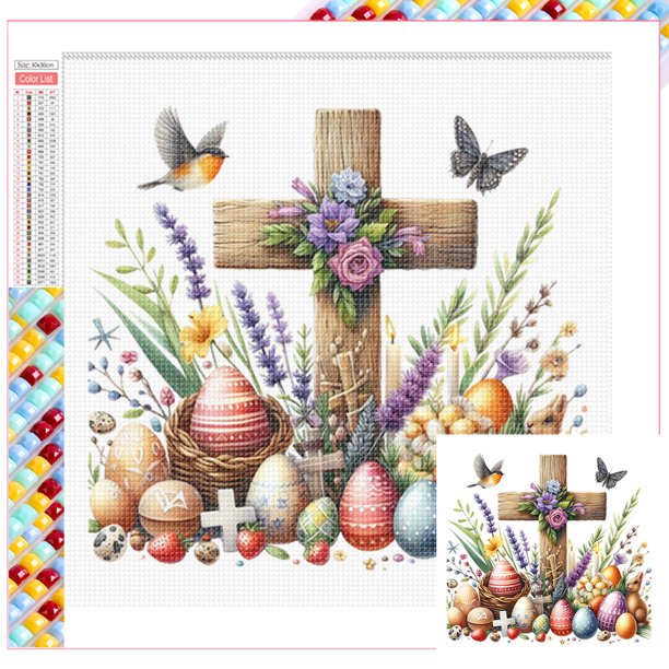 5D DIY Con Cuentas Cuadradas Cruz Pascua Del Arte 35x35cm