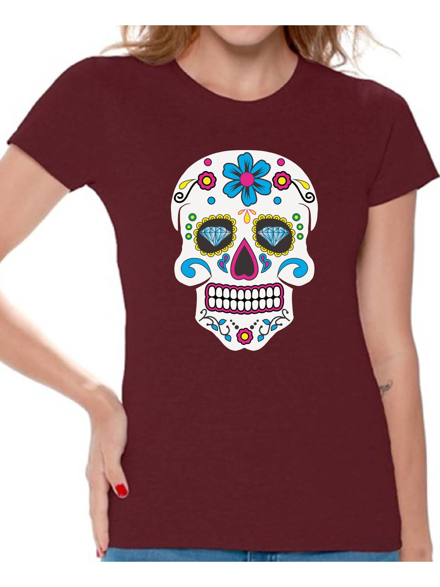 Awkward Styles Women's Colorful Skull Graphic Tshirt Tops Candy Skull