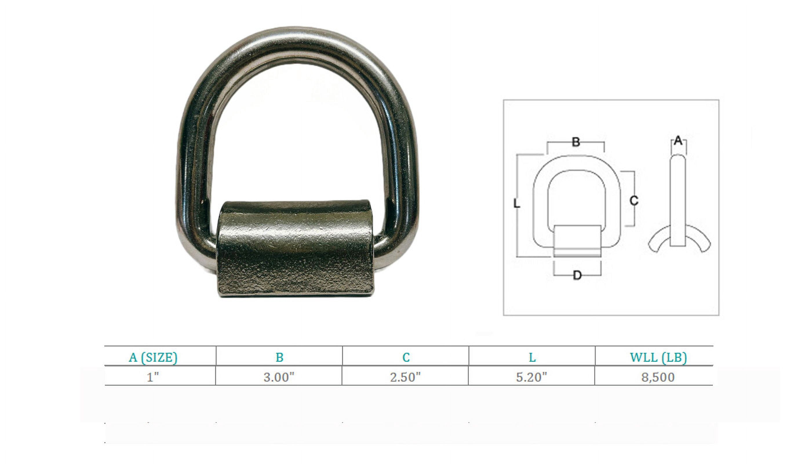 Stainless Steel 1" Weld-On Heavy D Rings 8,500 Lbs,Marine Boat,Tie-Down Anchor