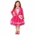 thumbnail image 3 of Pink Royal Princess Wonderland Costume Dress 2-Piece Cropped Gold Lace Jacket Tiered Heart Halloween Fancy Dress Party Cosplay Costumes, 3 of 16