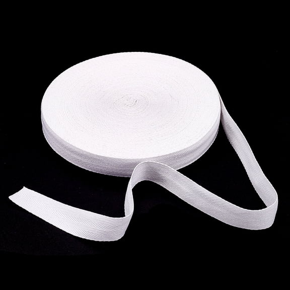 50yards 50 Yards Cotton Twill Tape Trim 1 inch Wide Herringbone Shape Cotton Trim White Cotton Twill Tape Ribbon Fabric Roll for Sewing Crafts DIY Webbing Bias Binding Gift Wrapping Home Decor