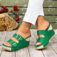 thumbnail image 2 of Pandaie Women's Platform Sandals with Double Buckles Summer Wide Width Chunky Wedge Slides 3.34 Inch Open Toe Beach Clogs Size 6-10, 2 of 8