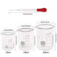 thumbnail image 3 of Superlele Juego De Cilindros Graduados De Vidrio De 10 Ml, 25 Ml, 50 Ml, 100 Ml, Juego De Vasos De Vidrio Grueso De 50 Ml, 100 Ml, 250 Ml Con 2 Goteros, 3 of 5