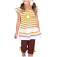 thumbnail image 5 of Yuncity Girls Summer Outfits 2 Piece Set Floral Print Short Sleeve Top With Ruffle Sleeves And Elastic Waist Pants Toddler Kids Casual Clothes Size 2-3 Years, 5 of 6