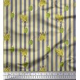 thumbnail image 1 of Soimoi Purple Poly Georgette Fabric Cactus & Stripe Fabric Prints By Yard 42 Inch Wide, 1 of 5