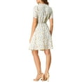 thumbnail image 3 of INSPIRE CHIC Women's Floral Print Ruffle V Neck Button up Dresses White XS, 3 of 6
