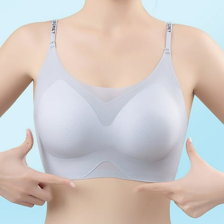 Women s Ice Silk Seamless Soft Support Lifting Underwear Semi Fixed Cup Gathering Sagging Sleep Bra  Comfortable Sleepwear  Nighttime Support  Anti Sag  Breathable  Sleep Comfort | Blue L  Sopatenor