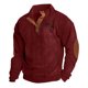 thumbnail image 2 of Blusa y camisa de manga larga con cuello alto para hombre, estilo casual, con estampado de palmeras color cacao, deportiva, con cuello alto, botones y patchwork, de poliéster., 2 of 8