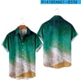 thumbnail image 4 of Button Up Shirt for Men Top Color Block Striped Print Short Sleeve Collared Casual Fashion Beach Shirt with Pocket (3X-Large, Army Green), 4 of 5