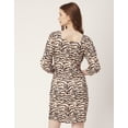 thumbnail image 2 of Moomaya Printed Short Dresses For Women, Button-Up Square Neck 3/4Th Sleeve Dress, 2 of 8