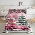 thumbnail image 2 of jejeloiu Christmas Gift Truck Queen Comforter Set,Xmas Tree Bedding Sets,Happy New Year Bedding Comforter Set For Girl Kids,Ultra Soft Bedroom Decoration Reversible,3 Pieces, 2 of 8