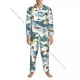 thumbnail image 4 of Pijama de hombre con solapa y manga larga, ropa de dormir divertida con diseño de tiburón y pez en estilo escandinavo, ropa de hogar para hombre, 4 of 5