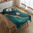 thumbnail image 2 of Teal Marble Gold Line Pattern Rectangle Tablecloth 60"x84",Waterproof Polyester Rectangle Table Cloth, Wipeable Spillproof Polyester Tablecloth for Dining, Camping, Indoor and Outdoor, 2 of 5