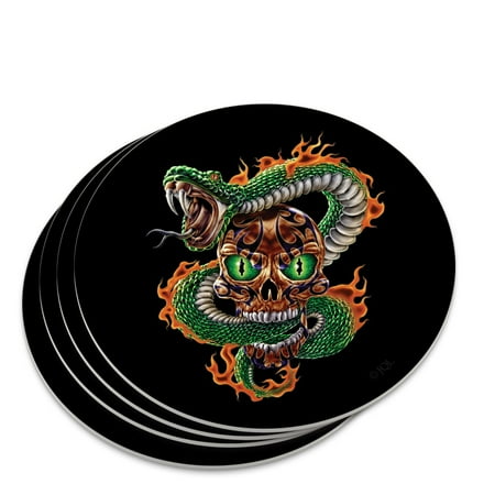 

Fire Snake and Skull Biker Motorcycle Flames Racing Novelty Coaster Set