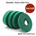 thumbnail image 1 of 5m/roll Cable Ties Reusable Loop Bundle Self Adhesive Green Nylon Strap Organizer Clip Wire Holder Management Fastening Tape width 20mm 3 rolls, 1 of 5
