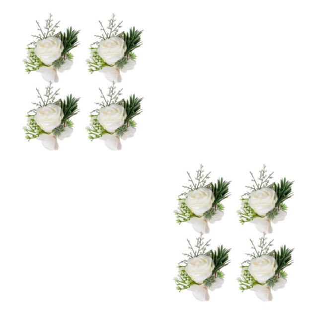Qarigey Flores artificiales para bodas - Romance a un día especial Novia Fácil de usar Amplia aplicación premium Blanco leche Corsage ramillete blanco como la leche Cuerpo 2Conjunto
