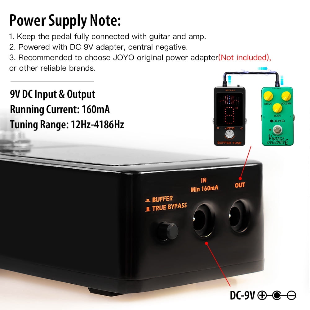 JOYO Buffer Tuner Pedal Built-in Buffer with Accurate Tuning and LED Screen for Electric Bass Guitar Effects (Buffer Tune JF-19)