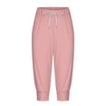 thumbnail image 6 of Pants for Women Casual Sweat Capris 4Th Of July American Flag Independence Day Print Bottom Drawstring Joggers Elastic Womens Pants Pink S, 6 of 6