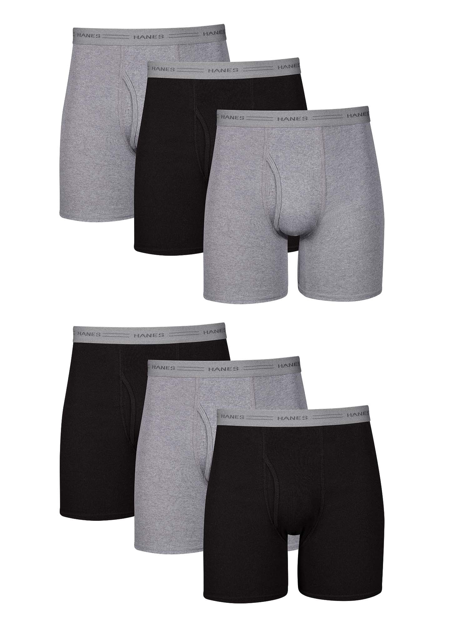 Hanes Men's Value Pack Black/Grey Boxer Briefs, 6 Pack - Walmart.com