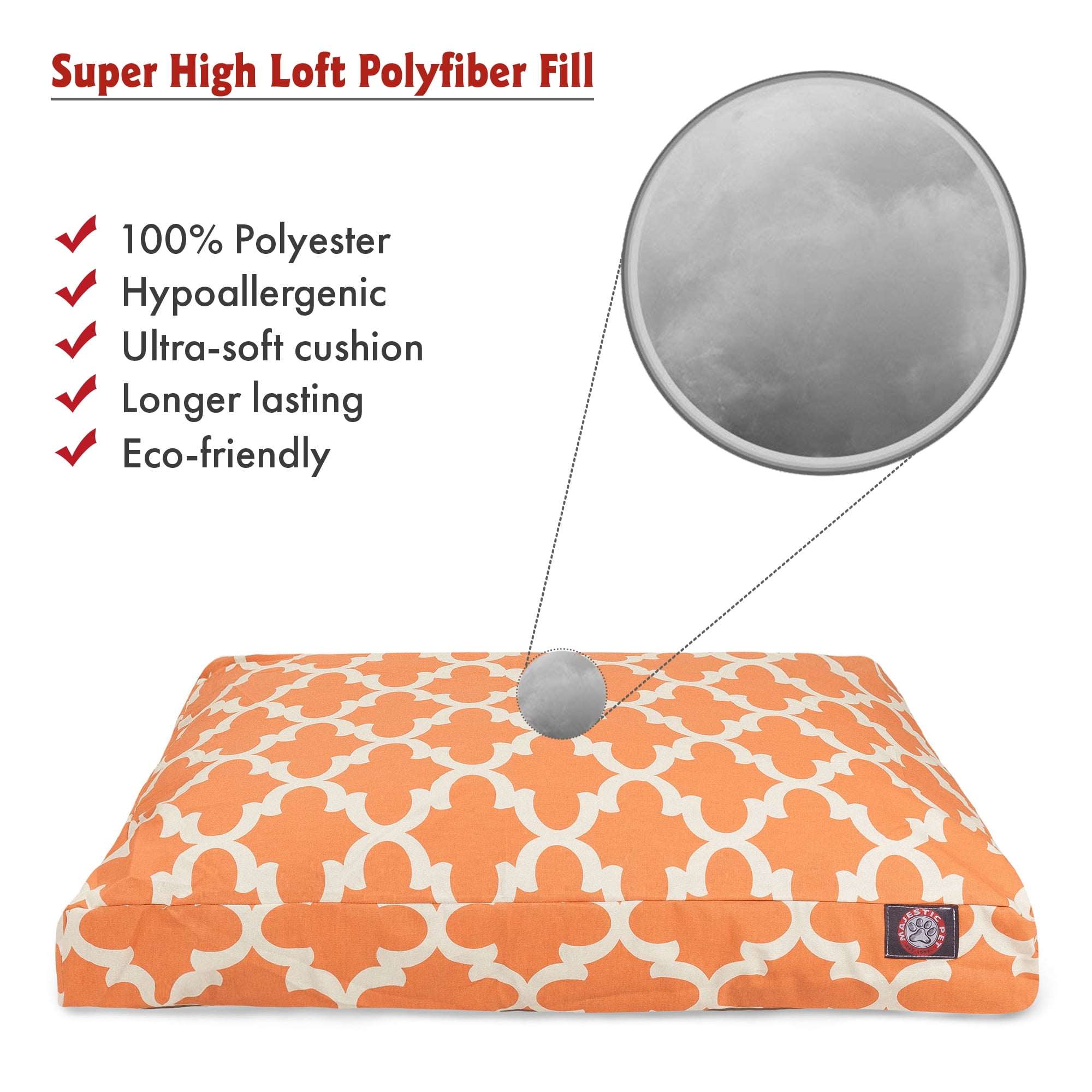 Majestic Pet | Trellis Rectangle Pet Bed For Dogs, Removable Cover, Peach, Extra Large