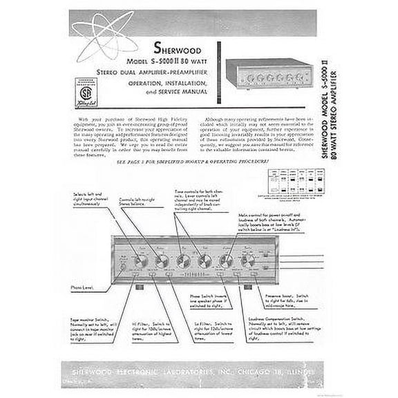 Instruction Manual ONLY for Sherwood S-5000II Tuner Owners Instruction Manual REPRINT