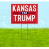 Kansas For Trump Flag (18" x 24") Yard Sign, Includes Metal Step Stake