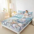 thumbnail image 4 of jejeloiu Ocean Coral Starfish Twin Sheet Sets,Ocean Animal Sealife Twin Fitted Sheet,Sea Beach Flat Sheet,Lightweight Room Decoration,3 Pieces, 4 of 7