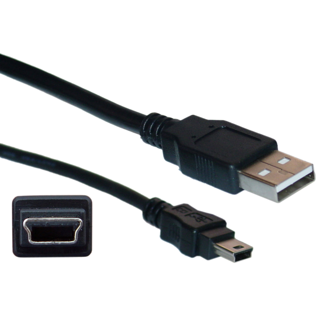 ShineBear 5m USB 2.0 to Mini 5 pin M/M Power Supply Cable A Male to 5P B Male for GPS MP3 MP4 SLR Digital Camera Tablet PC Cable Length: 3m, Color: Black 