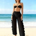 thumbnail image 2 of Levmjia Women's High Waisted Swimwear Set, Black Two Piece Swimsuit, Plus Size S - 2XL, Nylon Spandex Swimsuit Cover Up Pants, Bikini Top with Halter Neck, Beachwear for Women, 2 of 4