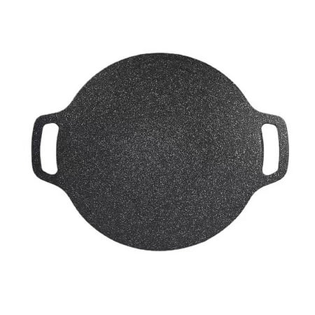 

Clear Stock RounNon Stick Pan Korean Grill Pan For /Electric Stove Top Round BBQ Griddle Pan With Hangable Handles Portable BBQ Grill Flat Pans For Outdoor Home Baking Pancakes