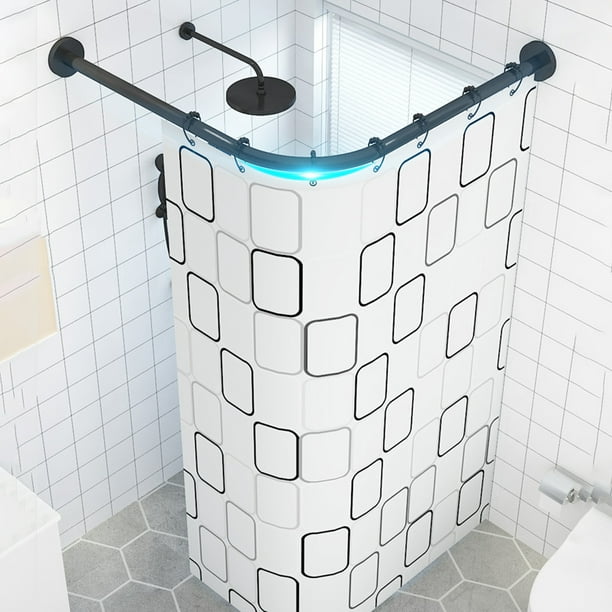 Composite Pipe Shower Curtain Rod Pole, Round Free Hanging Shower Curtain Rods