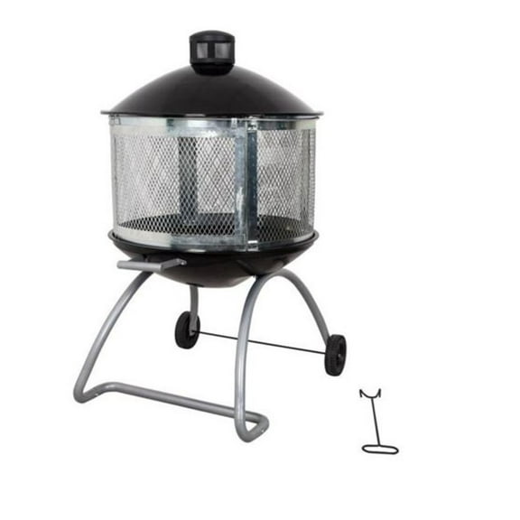 Living Accents 28" Round Porcelain/Steel Metal Fire Pit in Black